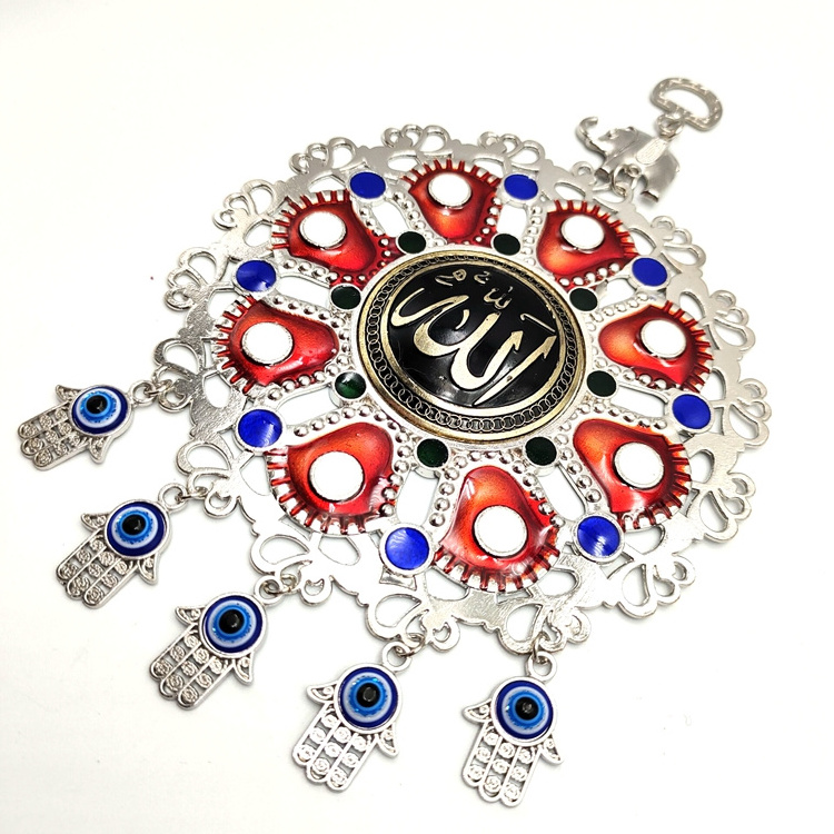 Wholesale Newest Enamel Red Blue Evil Eyes  Home Decoration With Small Hamsa Charms Alloy Wall Hanging