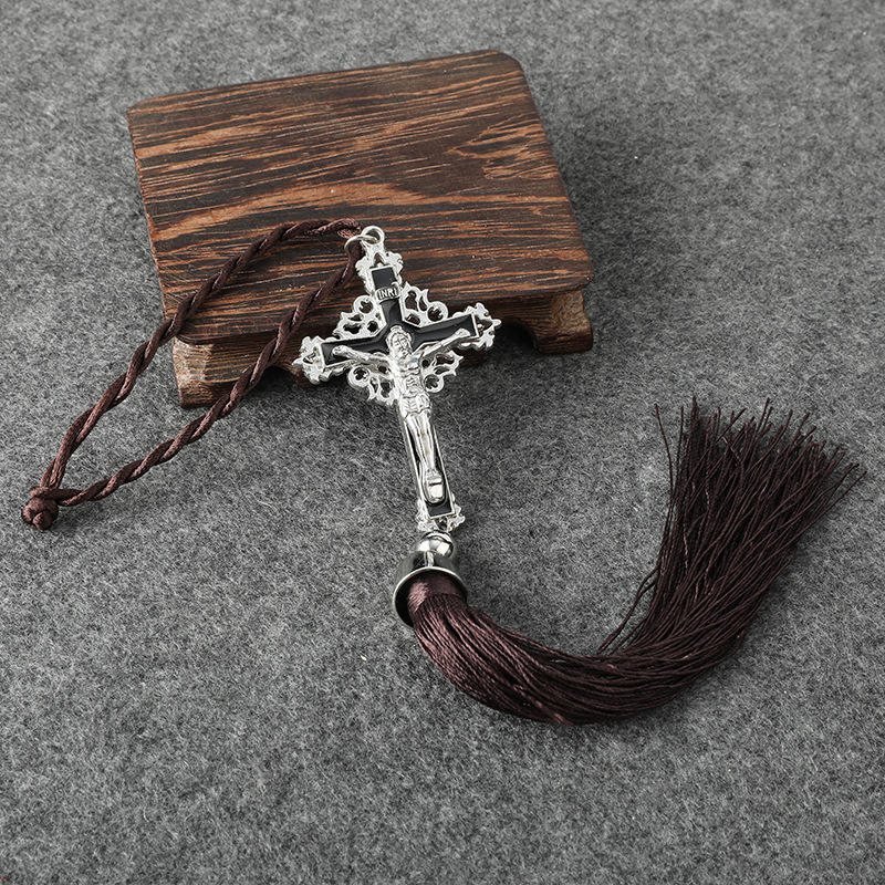 Catholic Christian Religion Retro Cross Tassel for Men Women Gift Car Pendants Charms Handbag Cross KeyChains