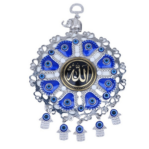 Wholesale Newest Muslim Allah Blue Evil Eyes  Home Decoration With Hamsa Charms Alloy Wall Hanging