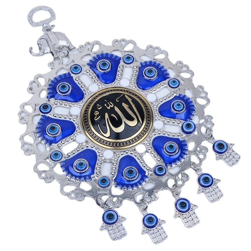 Wholesale Newest Muslim Allah Blue Evil Eyes  Home Decoration With Hamsa Charms Alloy Wall Hanging