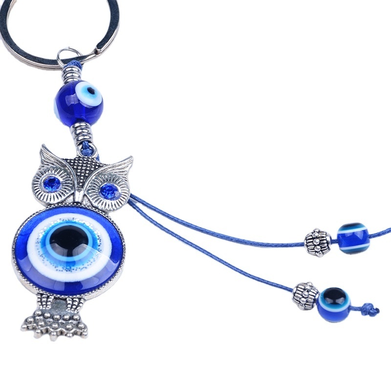 Hot Sale Factory Direct Sale Popular Keychain Blue Evil Eyes Owl Shape Key Ring