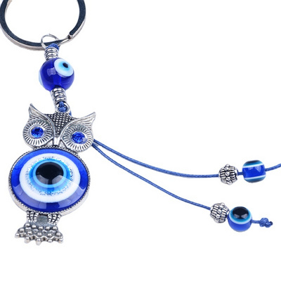 Hot Sale Factory Direct Sale Popular Keychain Blue Evil Eyes Owl Shape Key Ring