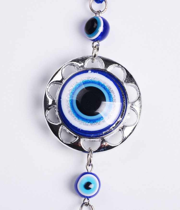 Hot Selling Alloy Luxury Design Blue  Resin Lucky Evil Eye with Tassel  for Car Hangings Decorations