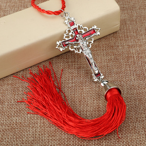 Catholic Christian Religion Retro Cross Tassel for Men Women Gift Car Pendants Charms Handbag Cross KeyChains