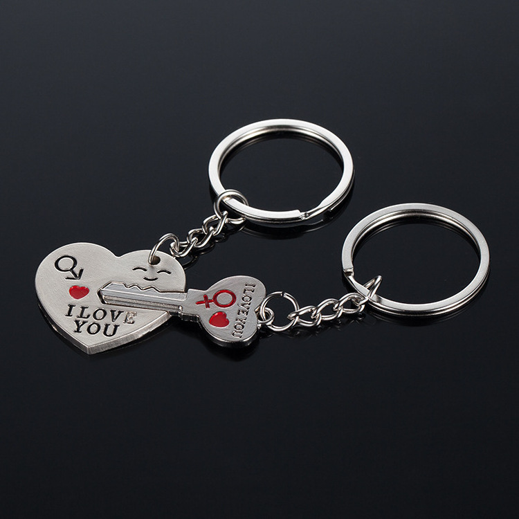 RisingMoon Alloy Silver Plated Lovers Gift Wedding Couple Key and Lock Shape Heart Keychain