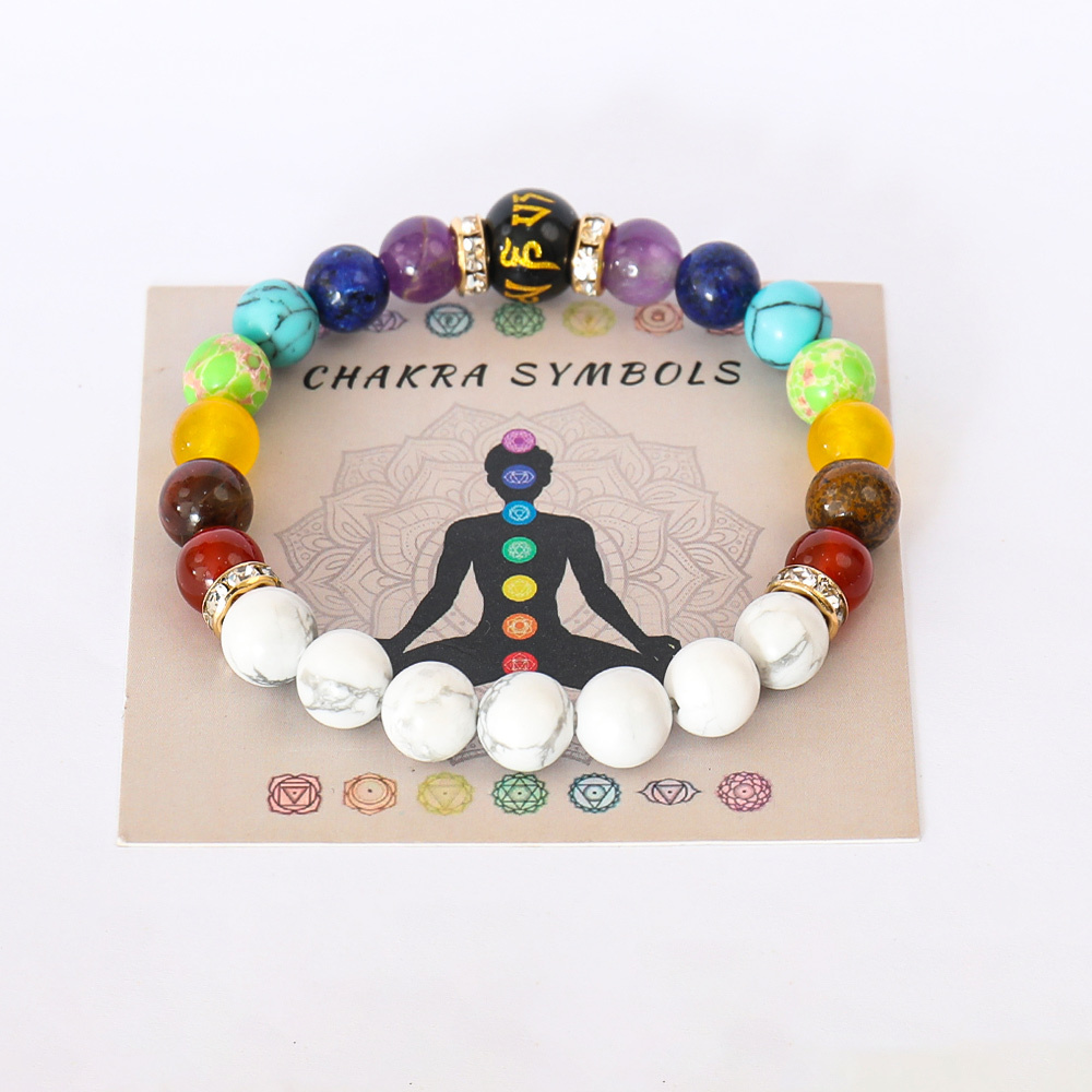 7 Chakra Bracelet with Card for Men Women Pulsera Chakra Crystal Bracelets Reiki Healing Natural Stone Yoga Meditation Jewelry