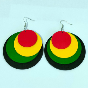 Fashion Trendy Ladies Pendant Wood Earrings African Wooden Rasta Earrings Jewelry Women