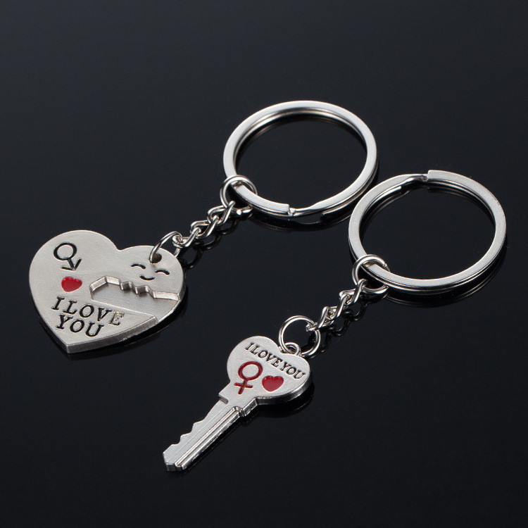 RisingMoon Alloy Silver Plated Lovers Gift Wedding Couple Key and Lock Shape Heart Keychain