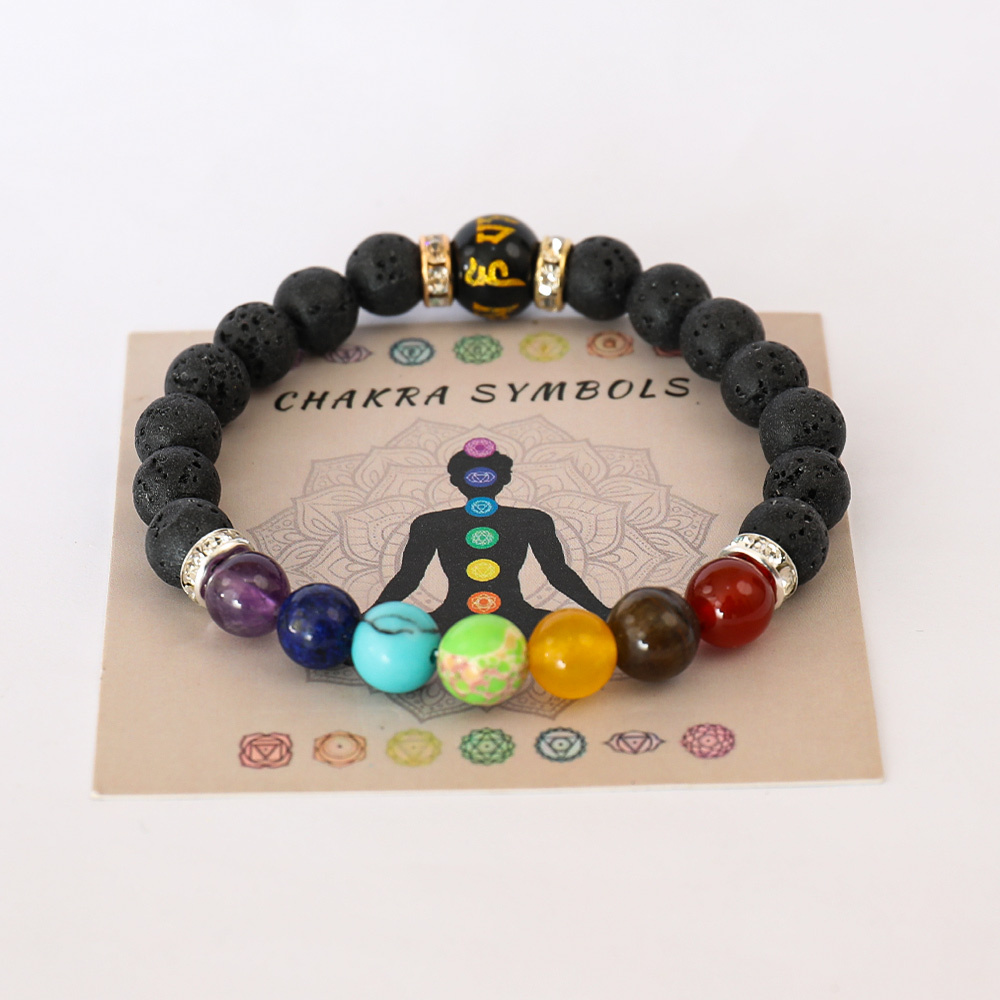 7 Chakra Bracelet with Card for Men Women Pulsera Chakra Crystal Bracelets Reiki Healing Natural Stone Yoga Meditation Jewelry