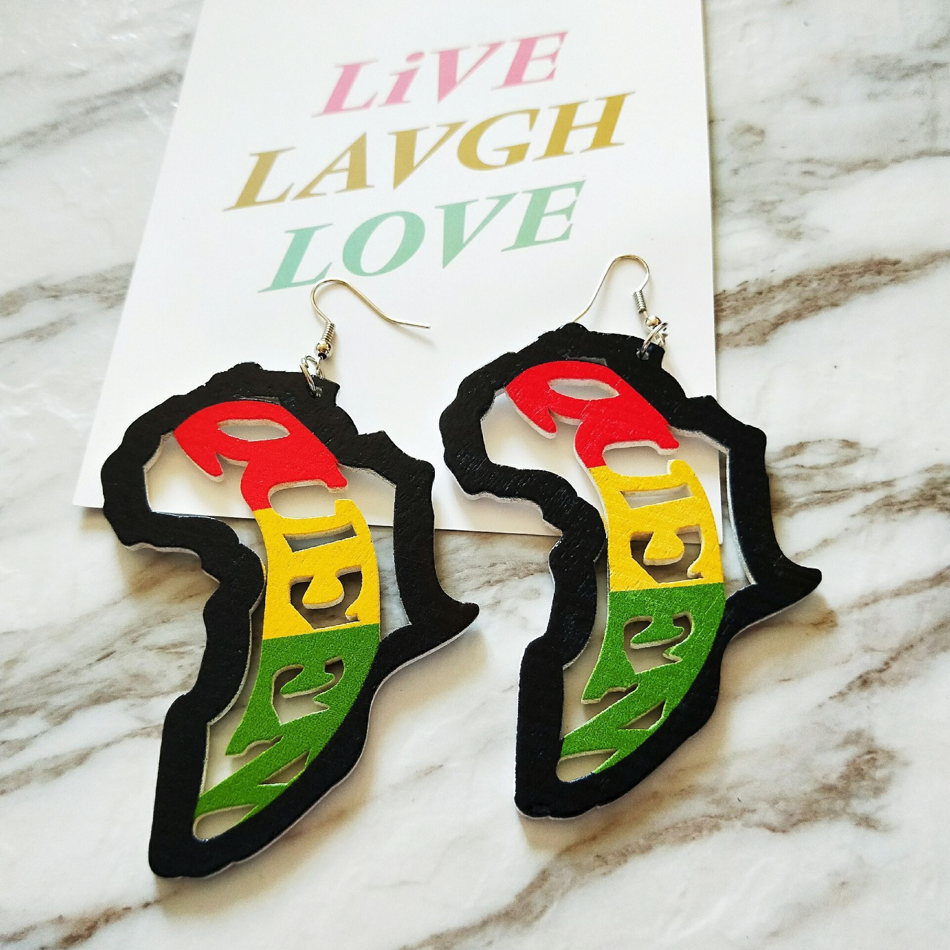 Fashion Trendy Ladies Pendant Wood Earrings African Wooden Rasta Earrings Jewelry Women