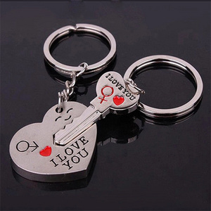 RisingMoon Alloy Silver Plated Lovers Gift Wedding Couple Key and Lock Shape Heart Keychain