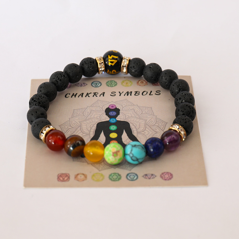 7 Chakra Bracelet with Card for Men Women Pulsera Chakra Crystal Bracelets Reiki Healing Natural Stone Yoga Meditation Jewelry