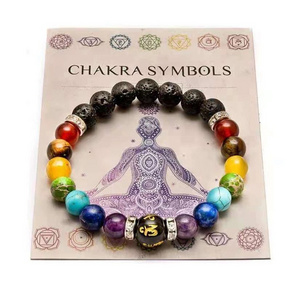 7 Chakra Bracelet with Card for Men Women Pulsera Chakra Crystal Bracelets Reiki Healing Natural Stone Yoga Meditation Jewelry