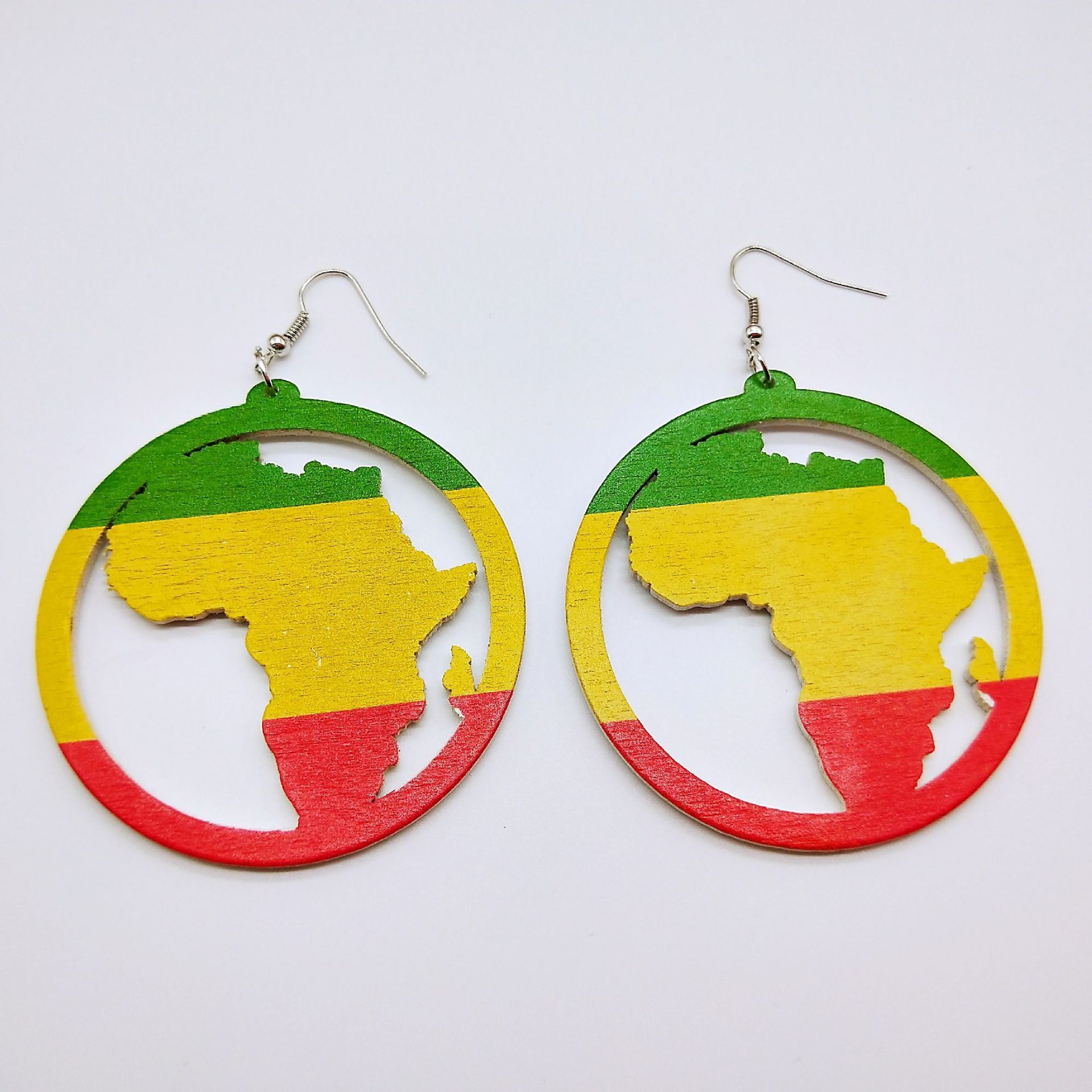 Fashion Trendy Ladies Pendant Wood Earrings African Wooden Rasta Earrings Jewelry Women