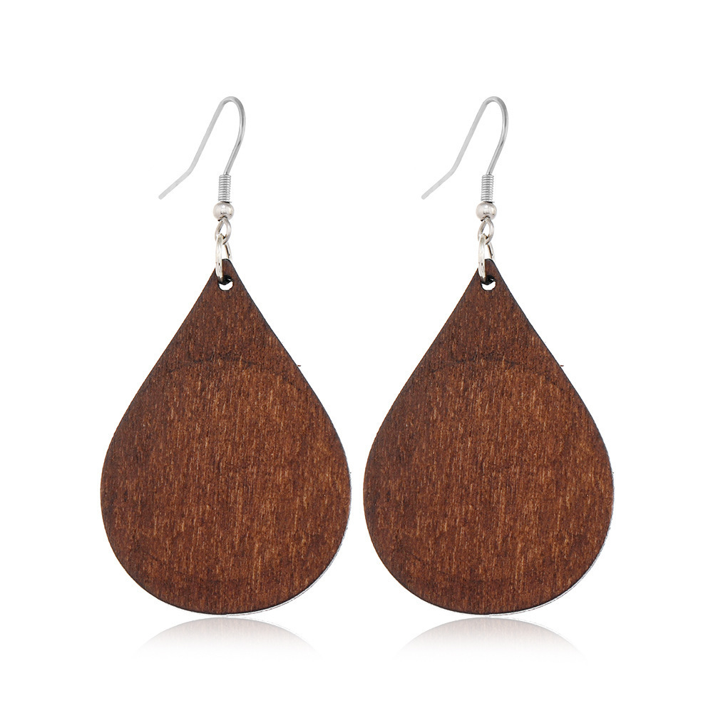 Boho African Wood Earrings Bohemian Pendant Dangle Lightweight Ethnic Style Wooden Earrings for Women