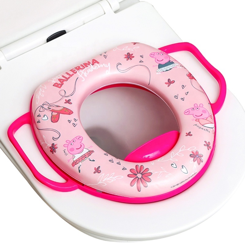 Baby Toddler Plastic Travel Children Soft Padded Printing Toilet Seat Handle Kids Potty Training Seat Cover