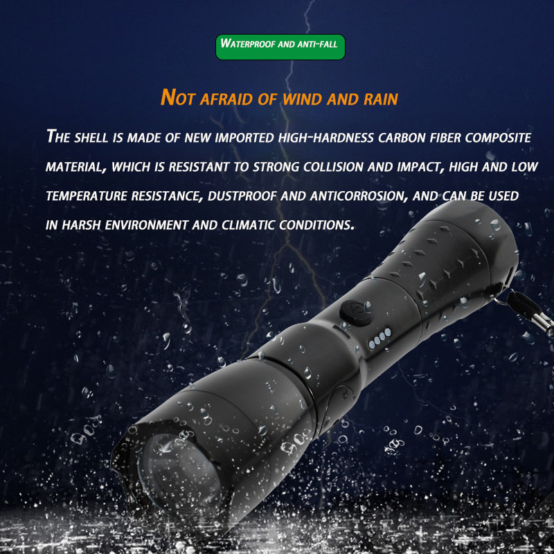 2000LM Torch Light Self Defensive Rechargeable Led Flashlight Multi-functional High Lumen Ex Flashlight