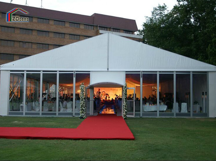 Designable outdoor 100% waterproof durable glass wall marquee banquet tent