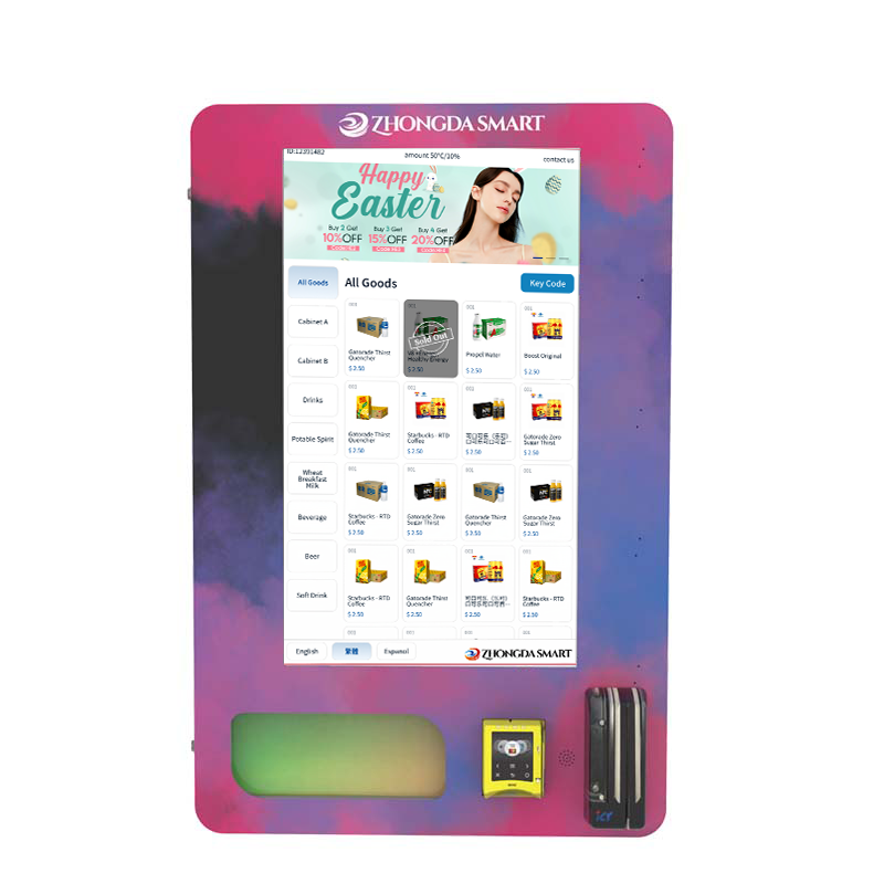 Zhongda Wall mounted Mini vapo Vending Machine with Touch Screen With Age Verification and ID card identification Smart system