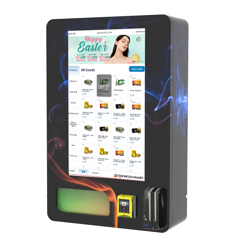 Zhongda Wall mounted Mini vapo Vending Machine with Touch Screen With Age Verification and ID card identification Smart system