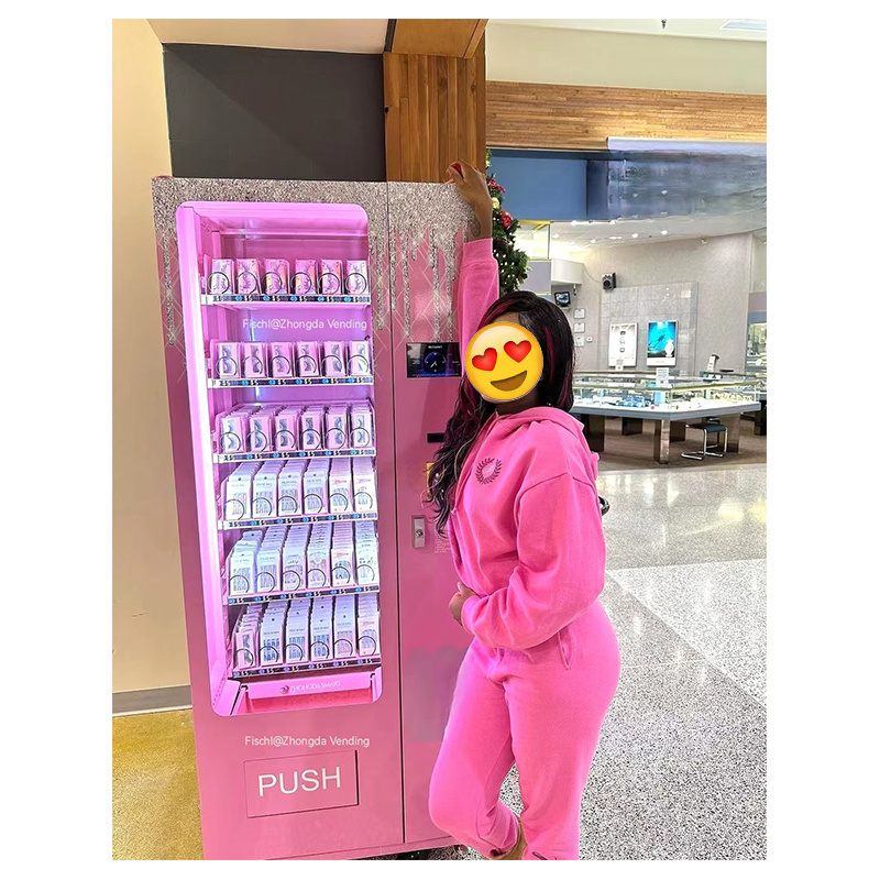 zhongda mini perfume vending machine  touch screen for lip stick wigs eyelash vending machine packaging