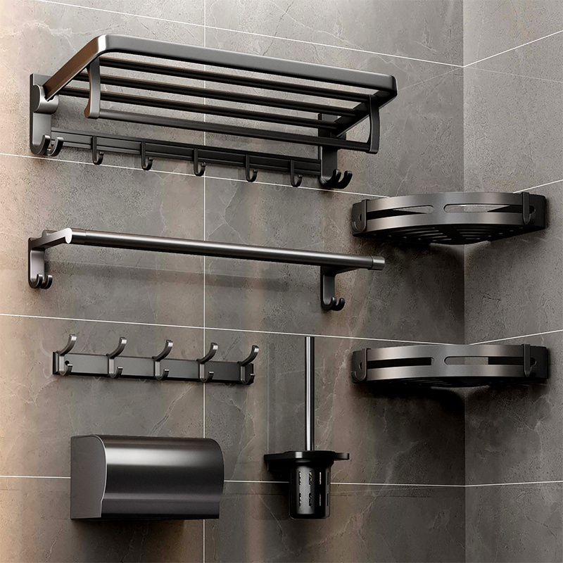 Towel Rack for Bathroom Towel Storage Wall Mounted Shelf with Bar Hooks No Assembly Required