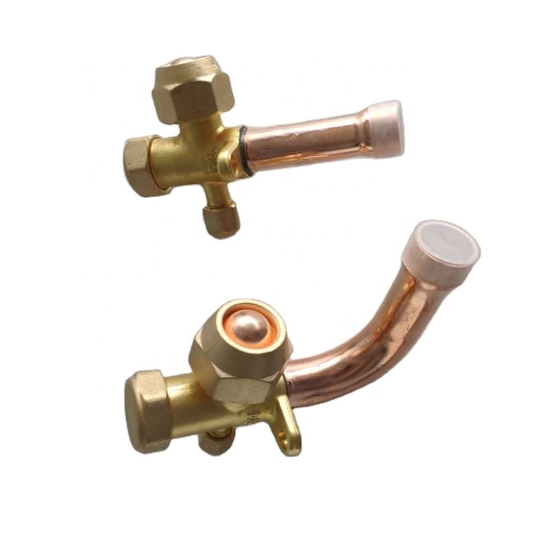 3/8PT  Inlet 3Way High-Low Pressure Shut-Off Valve 10mm Brass straight Flare Tube Split Service Valve for Air Conditioner