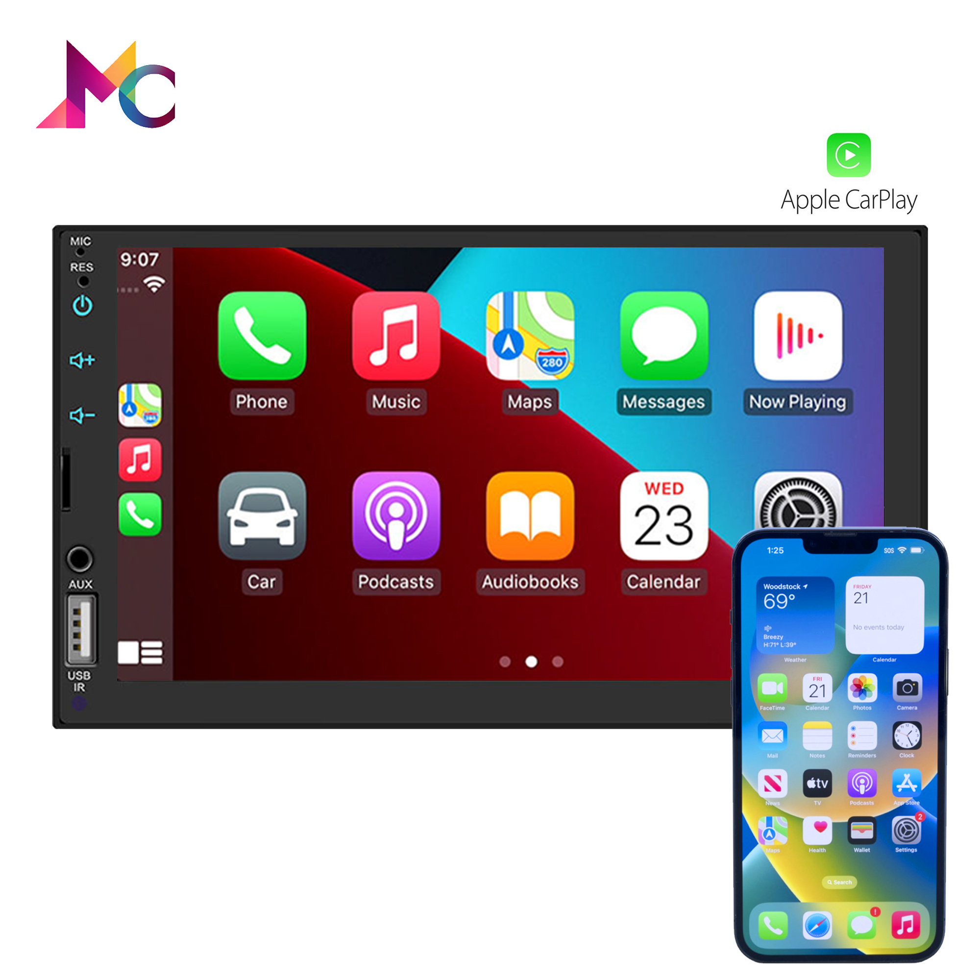 Carplay Android auto Universal Big Amplifier 7 inch Touch Screen Radio System Player 2din 2 din B T  Double din Car Stereo