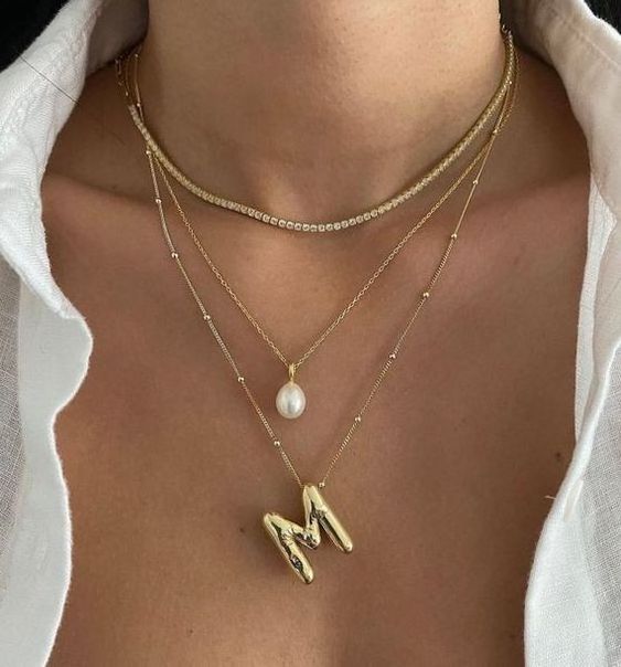 Zeadear Gold Plated Stainless Steel Chunky Alphabet Chubby Helium Balloon Bubble Initial Letter Pendant Necklace for Women