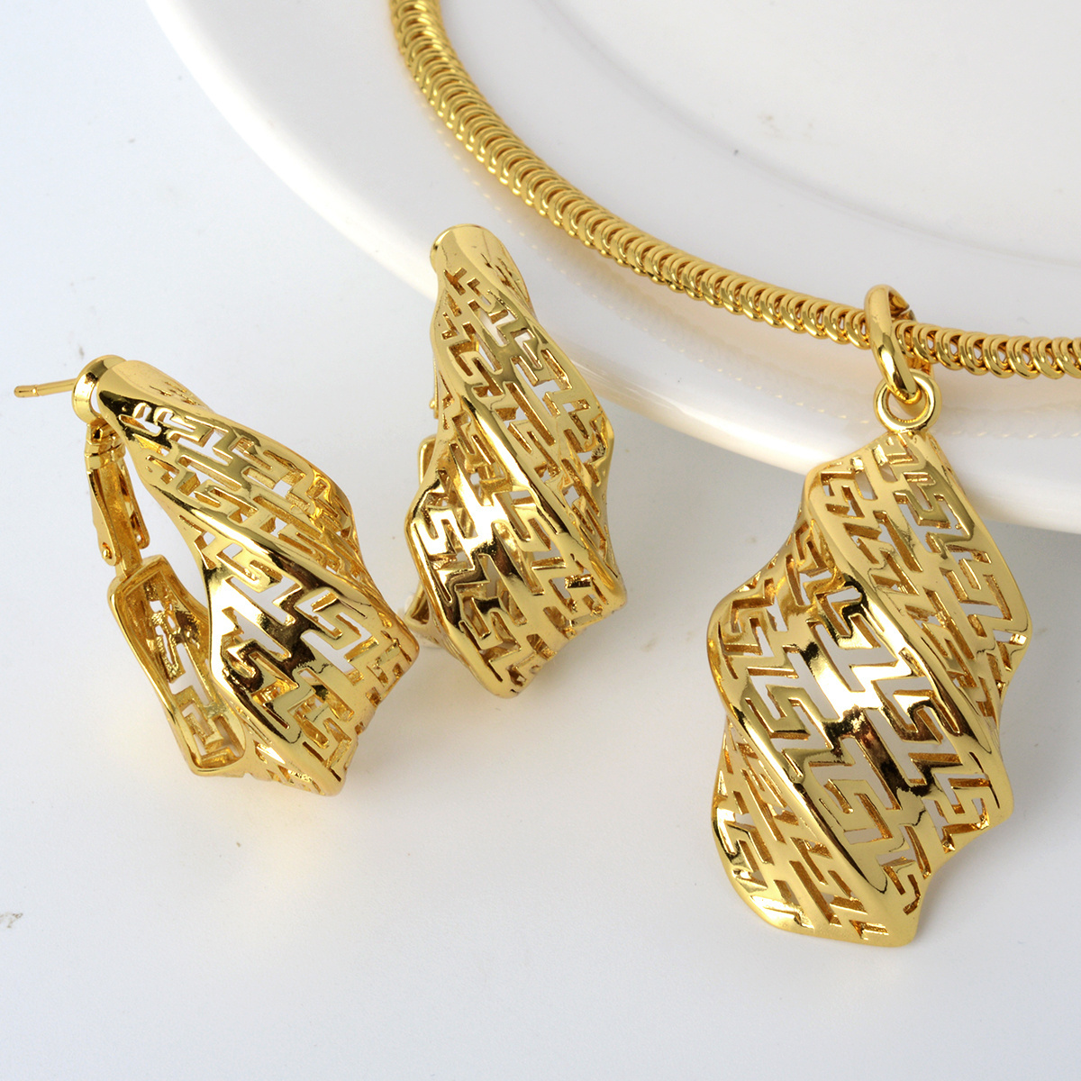 Wholesale Custom jewelry sets 18k gold plated italian gold plated jewelry set