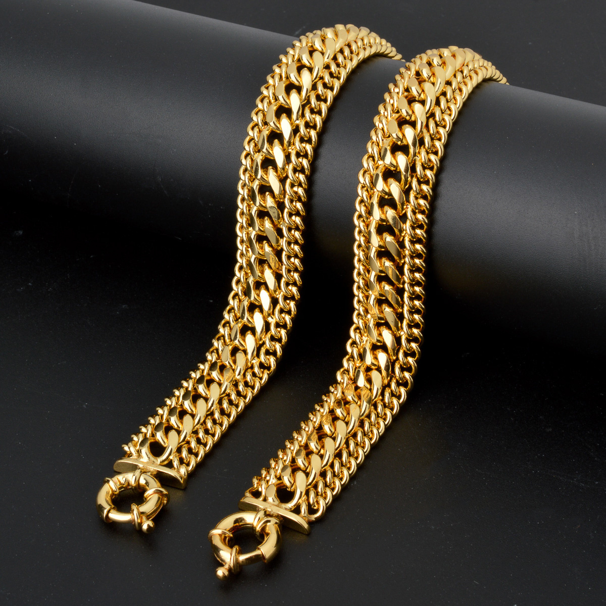 Zeadear wholesale brass jewelry hip hop chain 18k gold plated cuban link chain bracelet for men women