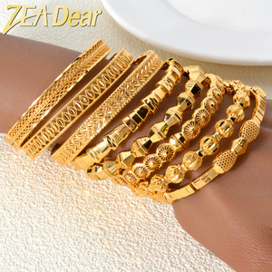 Fashion Hawaiian Jewelry 18K Gold Color Jewelry Dubai Flower Brand African Designer Ethiopian Bracelet Bangle Women