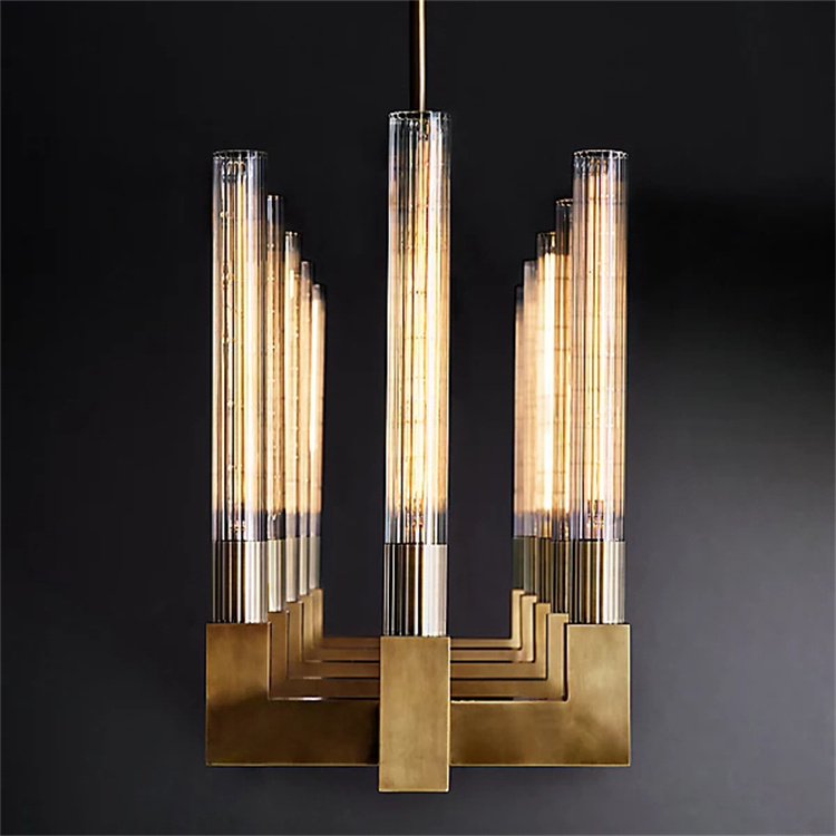 Brass Chandelier Luxury LED Pendent Lights High-end Hotel Villa Restaurant Decorative Lighting For Dining Table Island