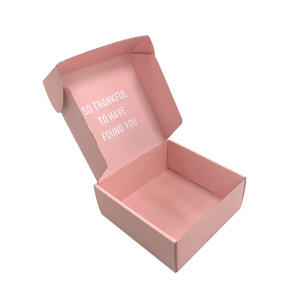 Recycled custom logo printed cardboard clothes corrugated paper packaging gift mailer box postal pink shipping boxes