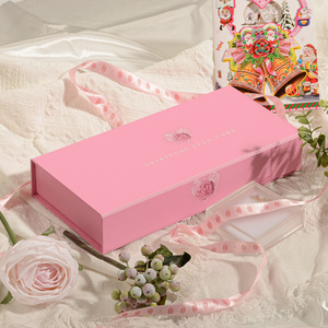 Custom Luxury Empty Paper Hair Extension Packaging Box Pink Magnetic Rigid Box Luxury Packaging Boxes for Cosmetic Gift Sets