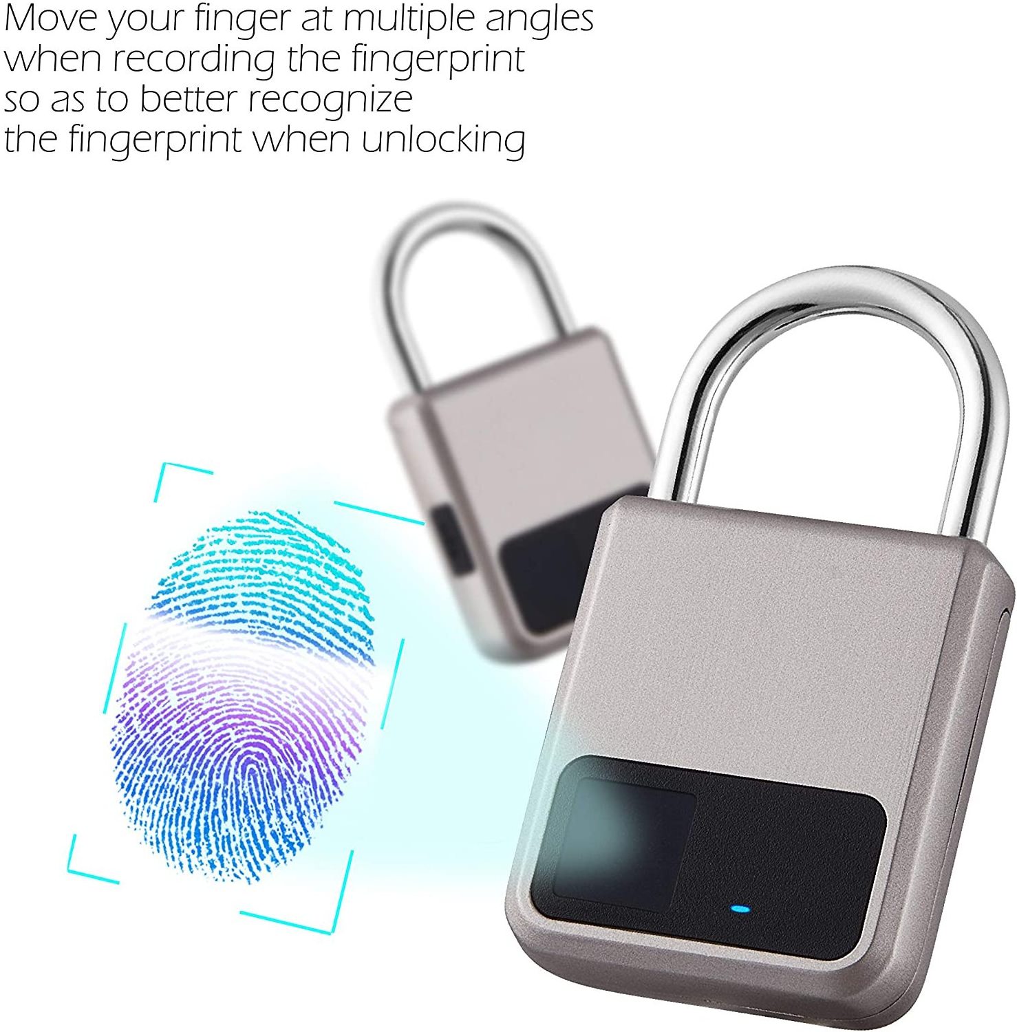 Traveling Portable Rechargeable Battery Smart Fingerprint Padlock for Handbag Luggage