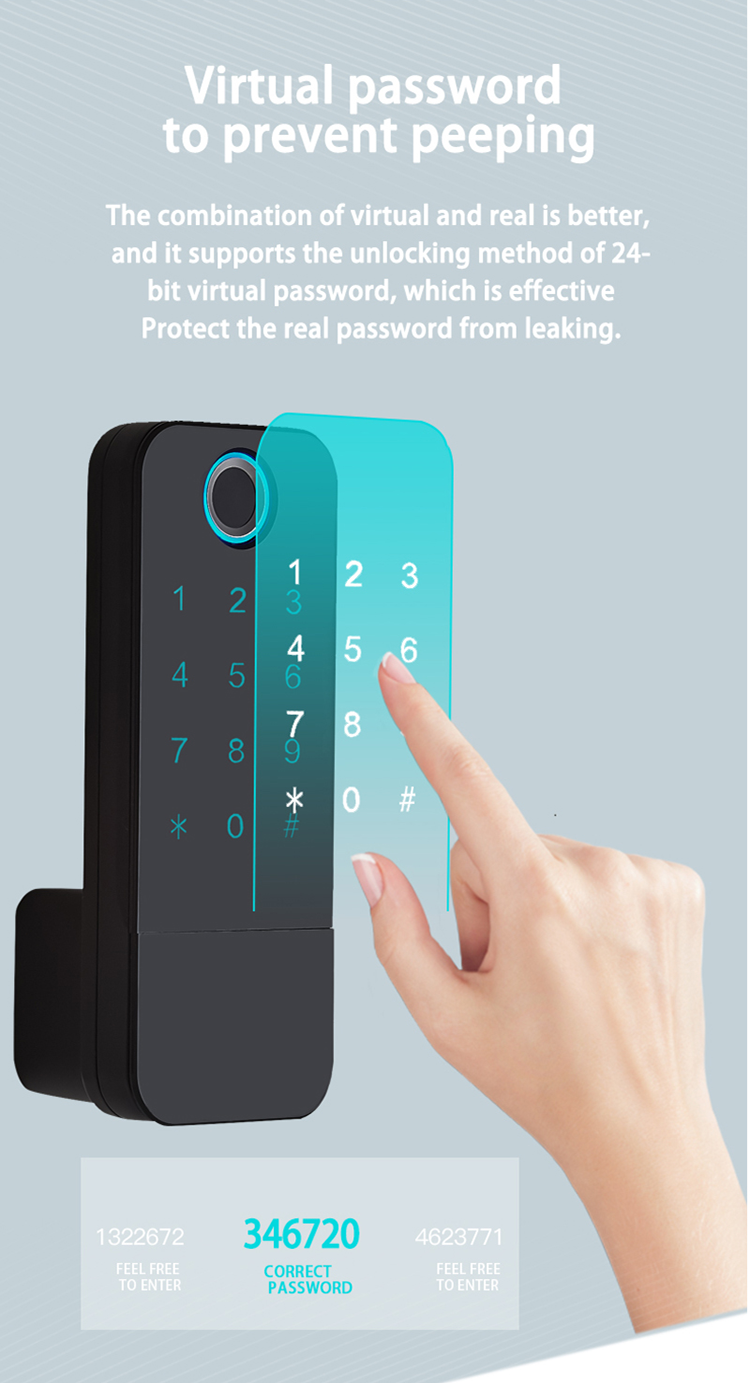 TTLock App  Home/Hotel Fingerprint Password NFC Card Unlock Waterproof Smart Latch Gate Rim Lock