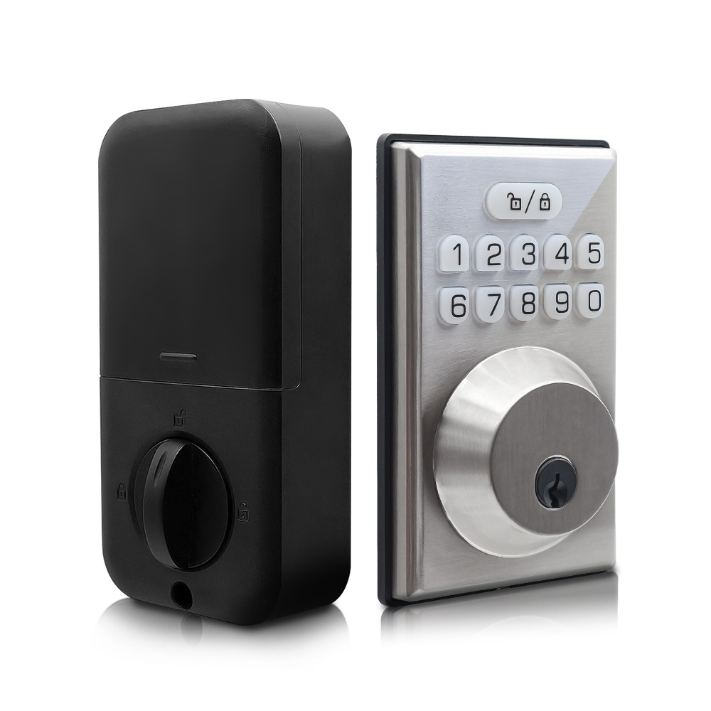 Factory Wholesale Smart Automatic Deadbolt Door Lock Mechanical Keyless Security  Electronic Deadbolt Lock physical buttons