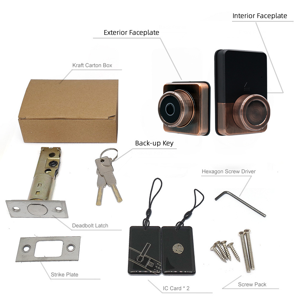 Waterproof Entrance Deadbolt Fingerprint Door Locks Aluminum Wood Brass stainless steel Door Lock Smart Electronic keyless Smart