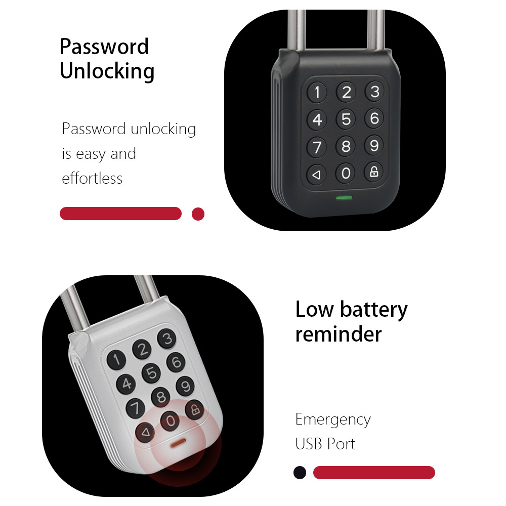 Outdoor Waterproof Smart Padlocks Zinc Alloy Electronic Padlocks Wholesale Heavy Duty Padlock