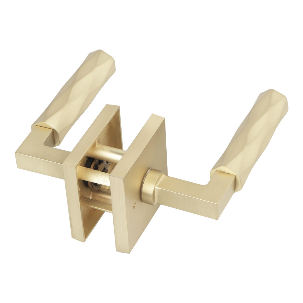 Satin Brass Heavy Duty Safety Lever Set Door Lock Privacy Toilet Lever Handle Door Lock