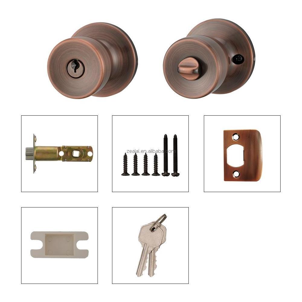 Classic And Durable Knob Door Lock Bored Tubular Door Lock For Home House Bathroom Bedroom Office Apartment Hotel Interior