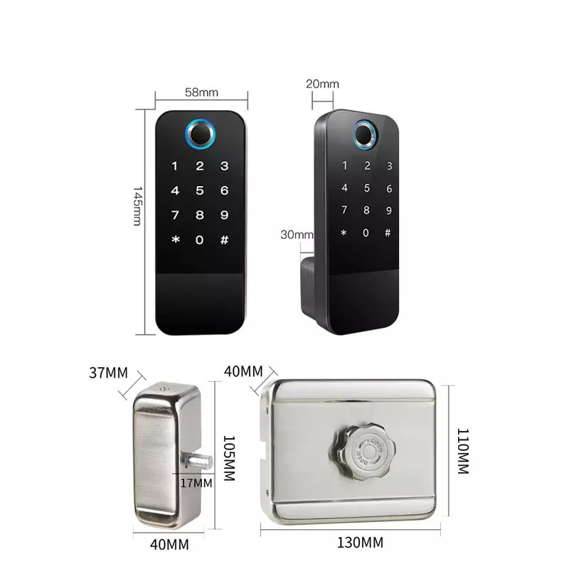 TTlock  biometric fingerprint password code garage gate smart rim door Outdoor Fingerprint Deadbolt Lock with Key