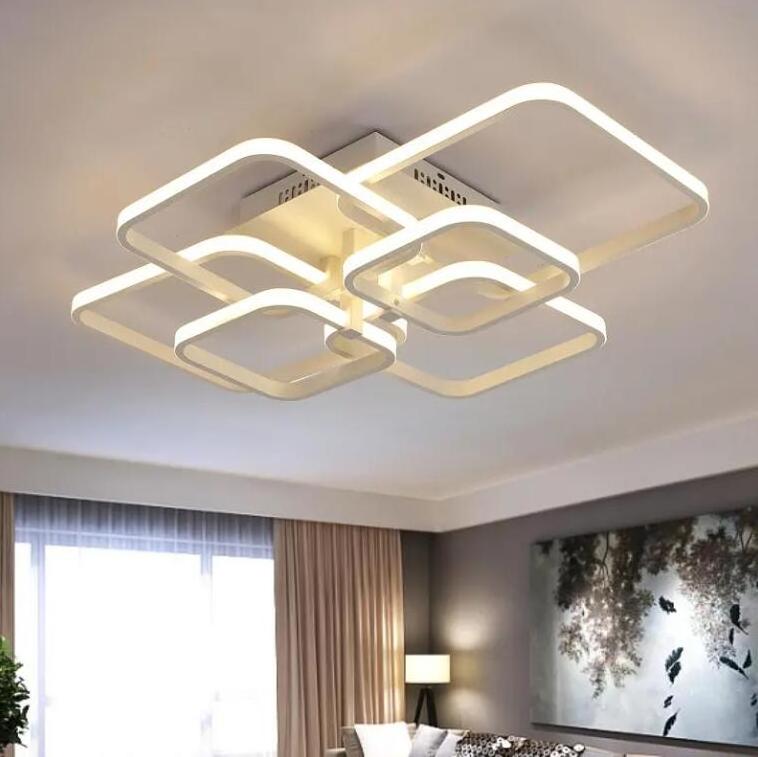 hot sale Thin Semi Flush Ceiling Lamp living room 220v luxury gold Modern Square Ring Led ceiling light