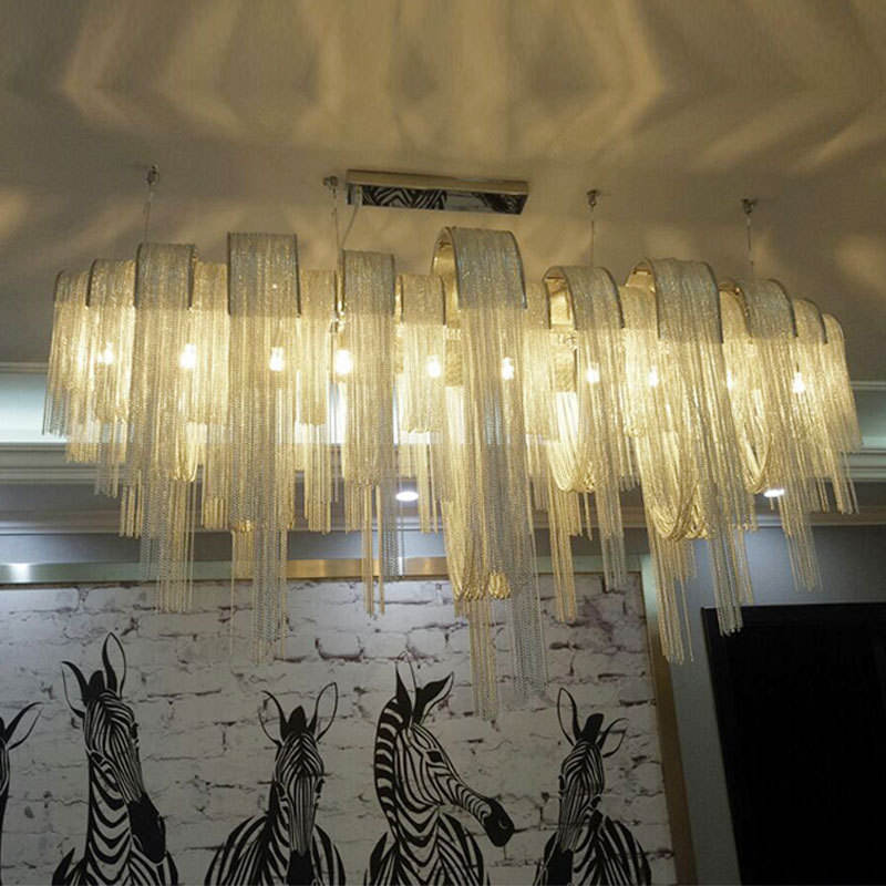 Supply Aluminum Chain macrame boho tassels fringe chandelier home large crystal tassel ring chandelier