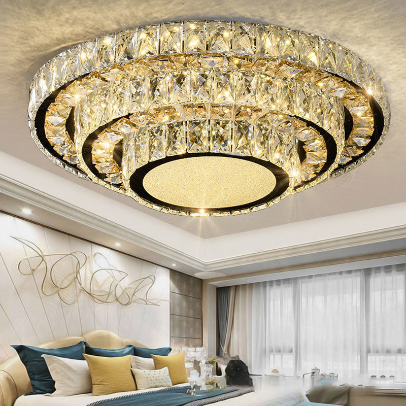 High Quality ceiling lamp chandelier LED Crystal round gold Lights Villa hotel lustre modern Ceiling lamps