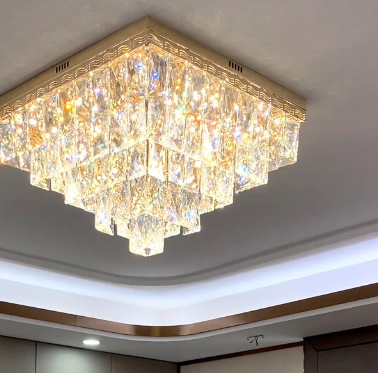 OEM house lighting remote control smart bedroom living room modern led crystal drop fall ceiling led light