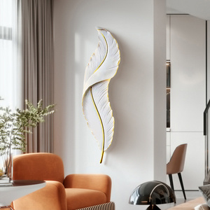 Home decor background wall sconce modern feather shape porch corridor living room creative wall lamp