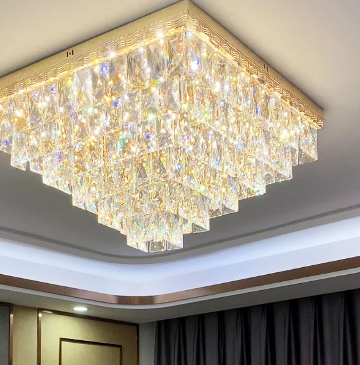 OEM house lighting remote control smart bedroom living room modern led crystal drop fall ceiling led light