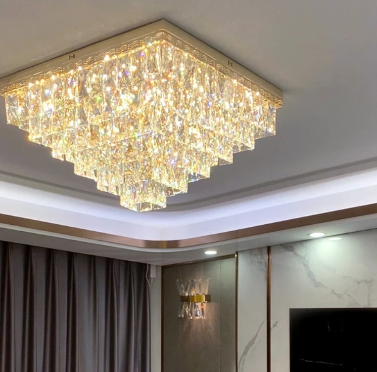 OEM house lighting remote control smart bedroom living room modern led crystal drop fall ceiling led light